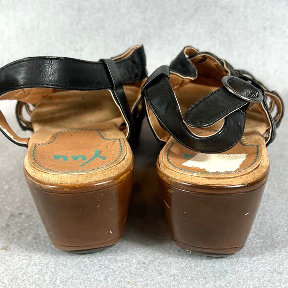 Yuu Womens Dora Gladiator Wedge Sandals Black Size 8.5M - Picture 6 of 14